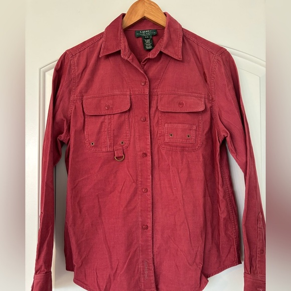 Lauren Ralph Lauren Tops - VTG Lauren Ralph Lauren “Dry Goods" utility corduroy Shirt petite M dark pink